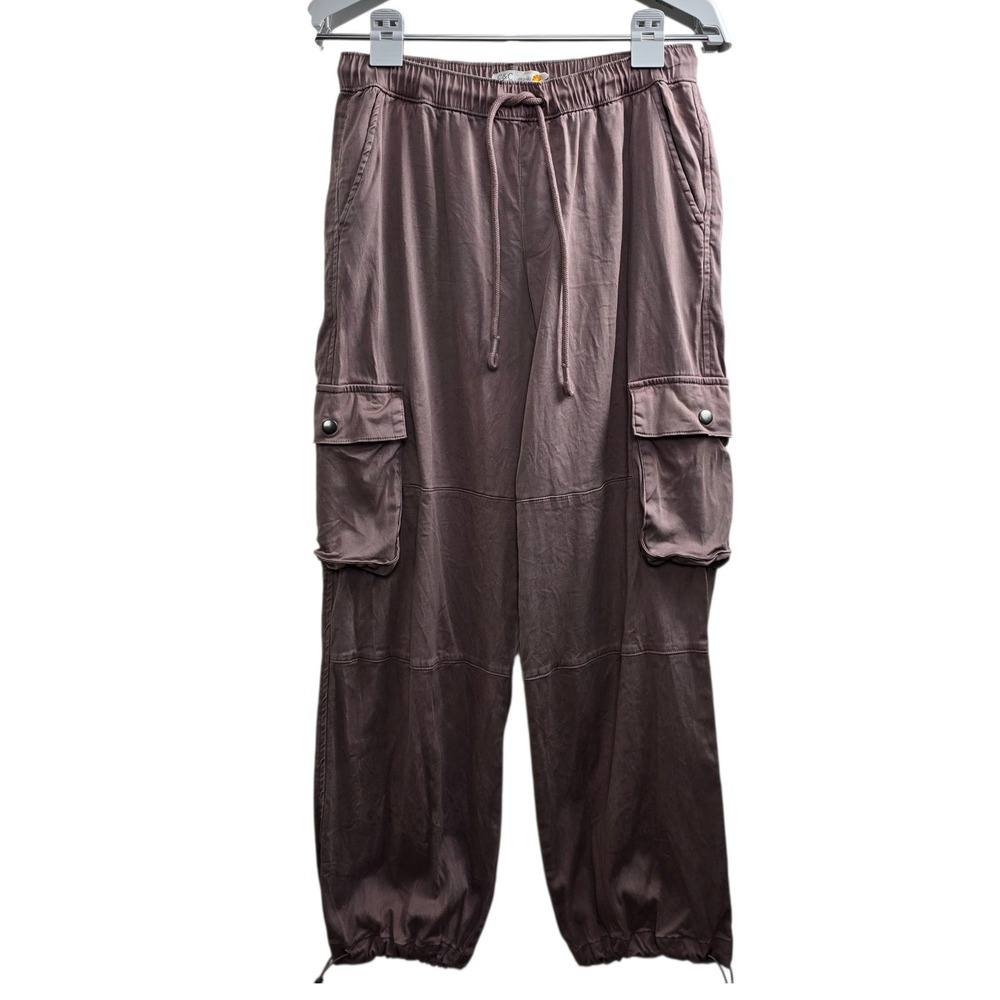 C&C California Womens Mauve Lyocell Cargo Jogger Pants Elastic Waist Medium
